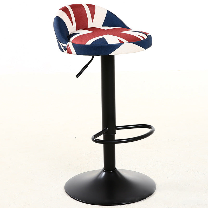 Industrial Metal Adjustable Swivel Barstool with Cushion 32" Height Bar Stool 1 Piece Black-Red Clearhalo 'Bar Furniture' 'Bar Stools' 'bar_stools' 'furniture_bar_stools' 'Kitchen & Dining Furniture' 'kitchen&dining_furn' 'kitchen' 'kitchen_furn' Furniture' 4182713