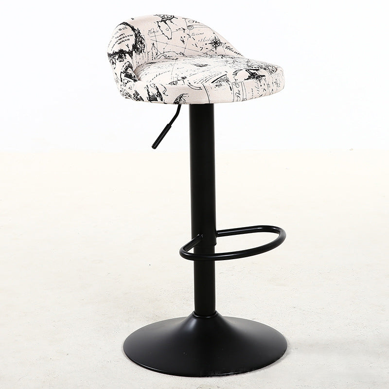 Industrial Metal Adjustable Swivel Barstool with Cushion 32" Height Bar Stool 1 Piece Black-White Clearhalo 'Bar Furniture' 'Bar Stools' 'bar_stools' 'furniture_bar_stools' 'Kitchen & Dining Furniture' 'kitchen&dining_furn' 'kitchen' 'kitchen_furn' Furniture' 4182721