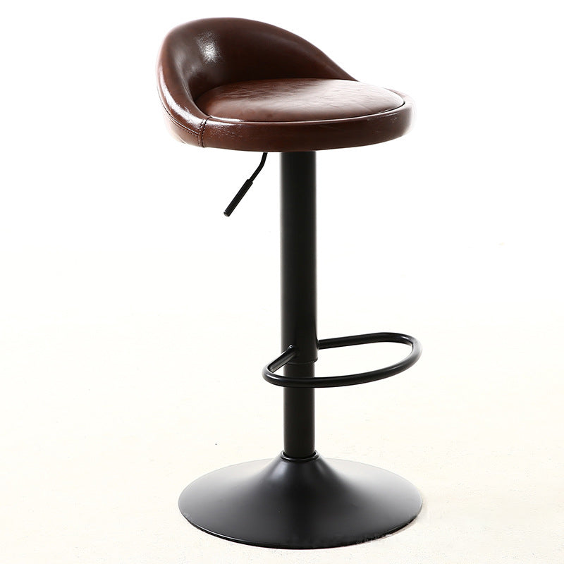 Industrial Metal Adjustable Swivel Barstool with Cushion 32" Height Bar Stool 1 Piece Brown Clearhalo 'Bar Furniture' 'Bar Stools' 'bar_stools' 'furniture_bar_stools' 'Kitchen & Dining Furniture' 'kitchen&dining_furn' 'kitchen' 'kitchen_furn' Furniture' 4182725