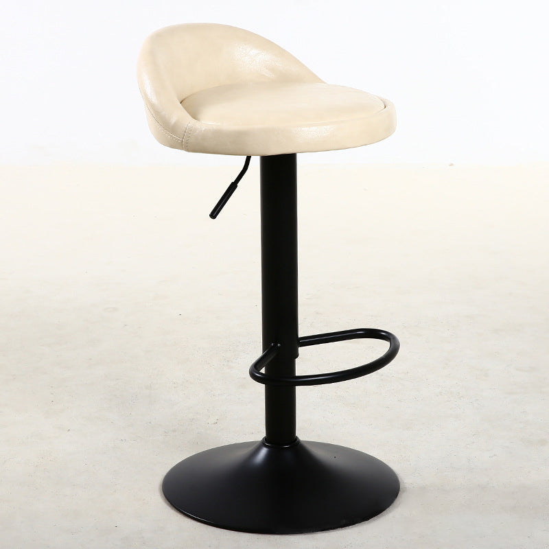 Industrial Metal Adjustable Swivel Barstool with Cushion 32" Height Bar Stool 1 Piece Light Beige Clearhalo 'Bar Furniture' 'Bar Stools' 'bar_stools' 'furniture_bar_stools' 'Kitchen & Dining Furniture' 'kitchen&dining_furn' 'kitchen' 'kitchen_furn' Furniture' 4182728