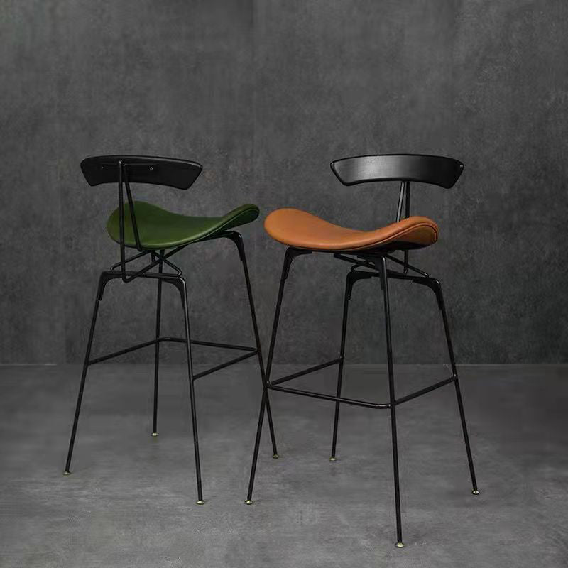 Leather Contoured Seat Barstool Industrial Metal Counter Stool with Backrest 1 Piece Clearhalo 'Bar Furniture' 'Bar Stools' 'bar_stools' 'furniture_bar_stools' 'Kitchen & Dining Furniture' 'kitchen&dining_furn' 'kitchen' 'kitchen_furn' Furniture' 4182730
