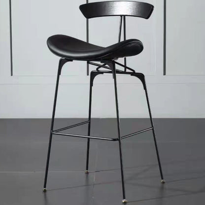 Leather Contoured Seat Barstool Industrial Metal Counter Stool with Backrest 1 Piece Black Clearhalo 'Bar Furniture' 'Bar Stools' 'bar_stools' 'furniture_bar_stools' 'Kitchen & Dining Furniture' 'kitchen&dining_furn' 'kitchen' 'kitchen_furn' Furniture' 4182734