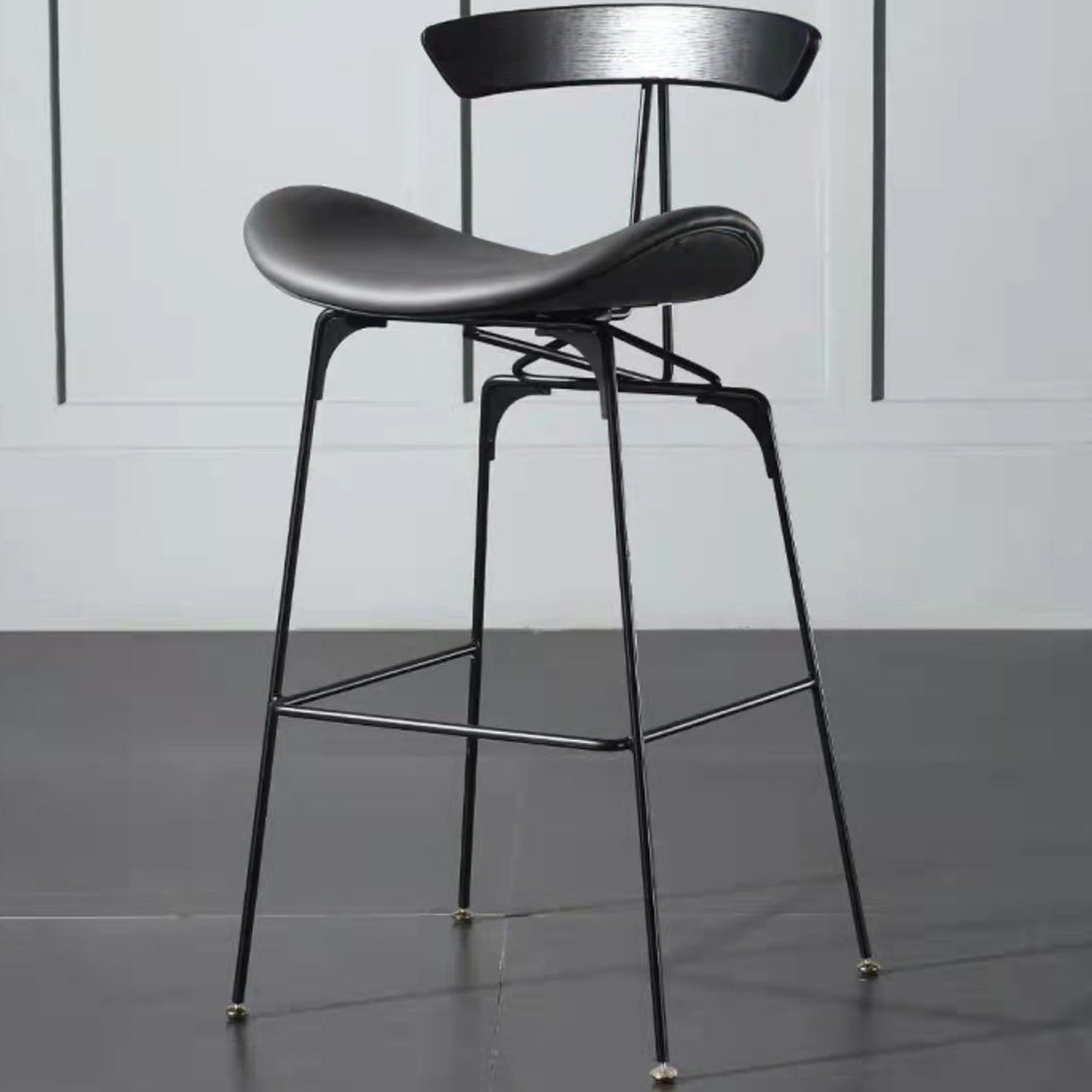 Leather Contoured Seat Barstool Industrial Metal Counter Stool with Backrest 1 Piece Grey Clearhalo 'Bar Furniture' 'Bar Stools' 'bar_stools' 'furniture_bar_stools' 'Kitchen & Dining Furniture' 'kitchen&dining_furn' 'kitchen' 'kitchen_furn' Furniture' 4182736