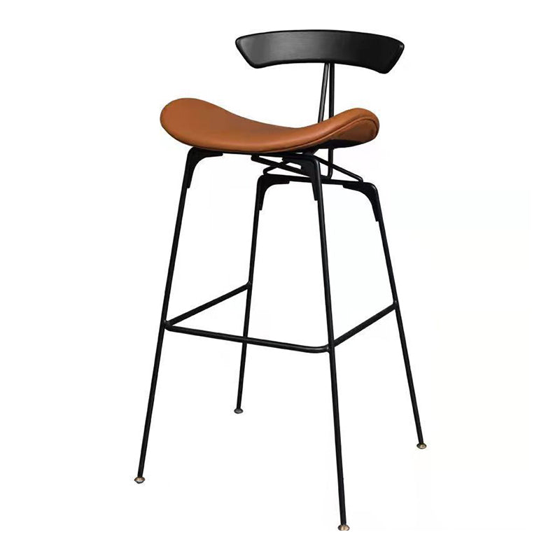 Leather Contoured Seat Barstool Industrial Metal Counter Stool with Backrest 1 Piece Clearhalo 'Bar Furniture' 'Bar Stools' 'bar_stools' 'furniture_bar_stools' 'Kitchen & Dining Furniture' 'kitchen&dining_furn' 'kitchen' 'kitchen_furn' Furniture' 4182738