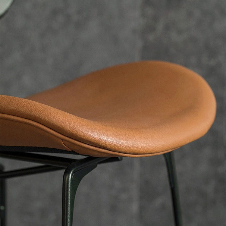 Leather Contoured Seat Barstool Industrial Metal Counter Stool with Backrest 1 Piece Clearhalo 'Bar Furniture' 'Bar Stools' 'bar_stools' 'furniture_bar_stools' 'Kitchen & Dining Furniture' 'kitchen&dining_furn' 'kitchen' 'kitchen_furn' Furniture' 4182740