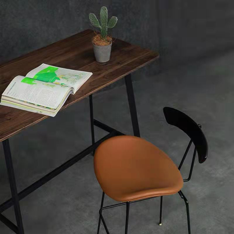 Leather Contoured Seat Barstool Industrial Metal Counter Stool with Backrest 1 Piece Clearhalo 'Bar Furniture' 'Bar Stools' 'bar_stools' 'furniture_bar_stools' 'Kitchen & Dining Furniture' 'kitchen&dining_furn' 'kitchen' 'kitchen_furn' Furniture' 4182743