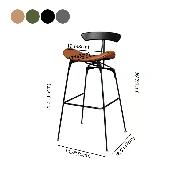 Leather Contoured Seat Barstool Industrial Metal Counter Stool with Backrest 1 Piece Clearhalo 'Bar Furniture' 'Bar Stools' 'bar_stools' 'furniture_bar_stools' 'Kitchen & Dining Furniture' 'kitchen&dining_furn' 'kitchen' 'kitchen_furn' Furniture' 4182744