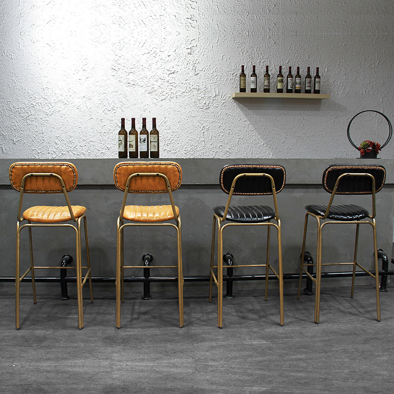 Industrial Leather Distressed Quilted Barstool Indoor Tall Stool with Rectangle Seat Clearhalo 'Bar Furniture' 'Bar Stools' 'bar_stools' 'furniture_bar_stools' 'Kitchen & Dining Furniture' 'kitchen&dining_furn' 'kitchen' 'kitchen_furn' Furniture' 4182749