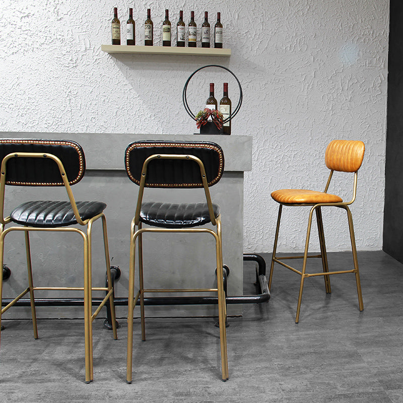 Industrial Leather Distressed Quilted Barstool Indoor Tall Stool with Rectangle Seat Clearhalo 'Bar Furniture' 'Bar Stools' 'bar_stools' 'furniture_bar_stools' 'Kitchen & Dining Furniture' 'kitchen&dining_furn' 'kitchen' 'kitchen_furn' Furniture' 4182750