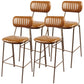 Industrial Leather Distressed Quilted Barstool Indoor Tall Stool with Rectangle Seat Brown Set of 4 Bar Stool(30"H) Clearhalo 'Bar Furniture' 'Bar Stools' 'bar_stools' 'furniture_bar_stools' 'Kitchen & Dining Furniture' 'kitchen&dining_furn' 'kitchen' 'kitchen_furn' Furniture' 4182751