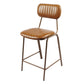 Industrial Leather Distressed Quilted Barstool Indoor Tall Stool with Rectangle Seat Brown 1 Piece Counter Stool(26"H) Clearhalo 'Bar Furniture' 'Bar Stools' 'bar_stools' 'furniture_bar_stools' 'Kitchen & Dining Furniture' 'kitchen&dining_furn' 'kitchen' 'kitchen_furn' Furniture' 4182752