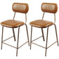 Industrial Leather Distressed Quilted Barstool Indoor Tall Stool with Rectangle Seat Brown Set of 2 Counter Stool(26"H) Clearhalo 'Bar Furniture' 'Bar Stools' 'bar_stools' 'furniture_bar_stools' 'Kitchen & Dining Furniture' 'kitchen&dining_furn' 'kitchen' 'kitchen_furn' Furniture' 4182755
