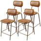 Industrial Leather Distressed Quilted Barstool Indoor Tall Stool with Rectangle Seat Brown Set of 4 Counter Stool(26"H) Clearhalo 'Bar Furniture' 'Bar Stools' 'bar_stools' 'furniture_bar_stools' 'Kitchen & Dining Furniture' 'kitchen&dining_furn' 'kitchen' 'kitchen_furn' Furniture' 4182757