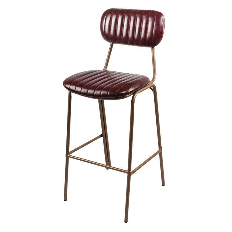 Industrial Leather Distressed Quilted Barstool Indoor Tall Stool with Rectangle Seat Red 1 Piece Bar Stool(30"H) Clearhalo 'Bar Furniture' 'Bar Stools' 'bar_stools' 'furniture_bar_stools' 'Kitchen & Dining Furniture' 'kitchen&dining_furn' 'kitchen' 'kitchen_furn' Furniture' 4182758