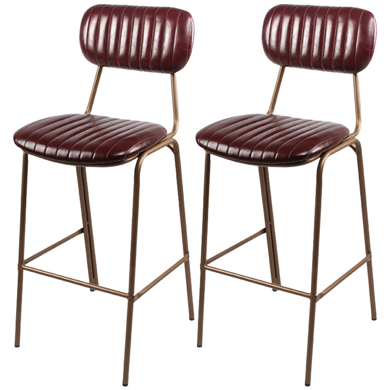 Industrial Leather Distressed Quilted Barstool Indoor Tall Stool with Rectangle Seat Red Set of 2 Bar Stool(30"H) Clearhalo 'Bar Furniture' 'Bar Stools' 'bar_stools' 'furniture_bar_stools' 'Kitchen & Dining Furniture' 'kitchen&dining_furn' 'kitchen' 'kitchen_furn' Furniture' 4182761
