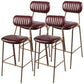 Industrial Leather Distressed Quilted Barstool Indoor Tall Stool with Rectangle Seat Red Set of 4 Bar Stool(30"H) Clearhalo 'Bar Furniture' 'Bar Stools' 'bar_stools' 'furniture_bar_stools' 'Kitchen & Dining Furniture' 'kitchen&dining_furn' 'kitchen' 'kitchen_furn' Furniture' 4182762