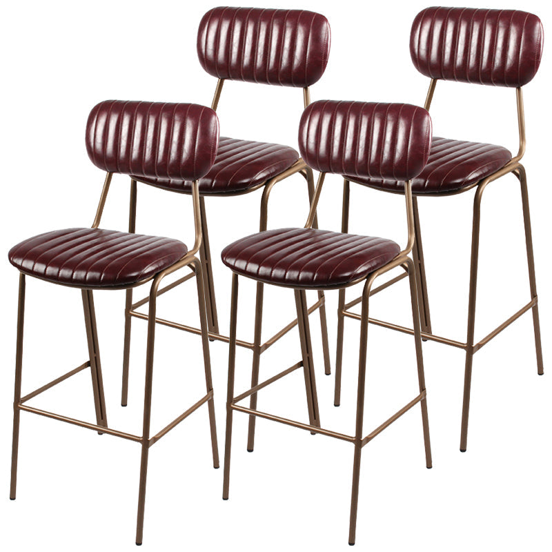 Industrial Leather Distressed Quilted Barstool Indoor Tall Stool with Rectangle Seat Red Set of 4 Bar Stool(30"H) Clearhalo 'Bar Furniture' 'Bar Stools' 'bar_stools' 'furniture_bar_stools' 'Kitchen & Dining Furniture' 'kitchen&dining_furn' 'kitchen' 'kitchen_furn' Furniture' 4182762