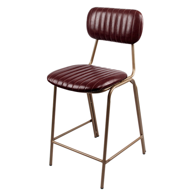 Industrial Leather Distressed Quilted Barstool Indoor Tall Stool with Rectangle Seat Red 1 Piece Counter Stool(26"H) Clearhalo 'Bar Furniture' 'Bar Stools' 'bar_stools' 'furniture_bar_stools' 'Kitchen & Dining Furniture' 'kitchen&dining_furn' 'kitchen' 'kitchen_furn' Furniture' 4182765