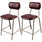 Industrial Leather Distressed Quilted Barstool Indoor Tall Stool with Rectangle Seat Red Set of 2 Counter Stool(26"H) Clearhalo 'Bar Furniture' 'Bar Stools' 'bar_stools' 'furniture_bar_stools' 'Kitchen & Dining Furniture' 'kitchen&dining_furn' 'kitchen' 'kitchen_furn' Furniture' 4182767