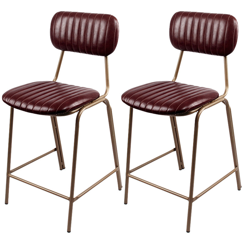 Industrial Leather Distressed Quilted Barstool Indoor Tall Stool with Rectangle Seat Red Set of 2 Counter Stool(26"H) Clearhalo 'Bar Furniture' 'Bar Stools' 'bar_stools' 'furniture_bar_stools' 'Kitchen & Dining Furniture' 'kitchen&dining_furn' 'kitchen' 'kitchen_furn' Furniture' 4182767