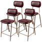 Industrial Leather Distressed Quilted Barstool Indoor Tall Stool with Rectangle Seat Red Set of 4 Counter Stool(26"H) Clearhalo 'Bar Furniture' 'Bar Stools' 'bar_stools' 'furniture_bar_stools' 'Kitchen & Dining Furniture' 'kitchen&dining_furn' 'kitchen' 'kitchen_furn' Furniture' 4182769