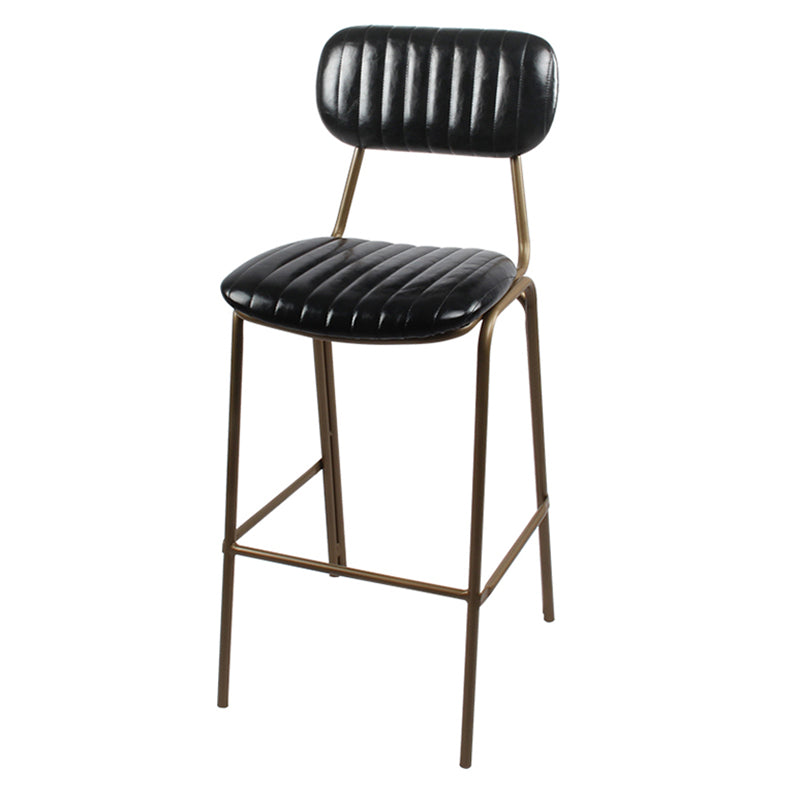 Industrial Leather Distressed Quilted Barstool Indoor Tall Stool with Rectangle Seat Black 1 Piece Bar Stool(30"H) Clearhalo 'Bar Furniture' 'Bar Stools' 'bar_stools' 'furniture_bar_stools' 'Kitchen & Dining Furniture' 'kitchen&dining_furn' 'kitchen' 'kitchen_furn' Furniture' 4182770