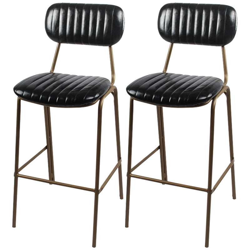 Industrial Leather Distressed Quilted Barstool Indoor Tall Stool with Rectangle Seat Black Set of 2 Bar Stool(30"H) Clearhalo 'Bar Furniture' 'Bar Stools' 'bar_stools' 'furniture_bar_stools' 'Kitchen & Dining Furniture' 'kitchen&dining_furn' 'kitchen' 'kitchen_furn' Furniture' 4182773