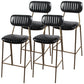 Industrial Leather Distressed Quilted Barstool Indoor Tall Stool with Rectangle Seat Black Set of 4 Bar Stool(30"H) Clearhalo 'Bar Furniture' 'Bar Stools' 'bar_stools' 'furniture_bar_stools' 'Kitchen & Dining Furniture' 'kitchen&dining_furn' 'kitchen' 'kitchen_furn' Furniture' 4182774