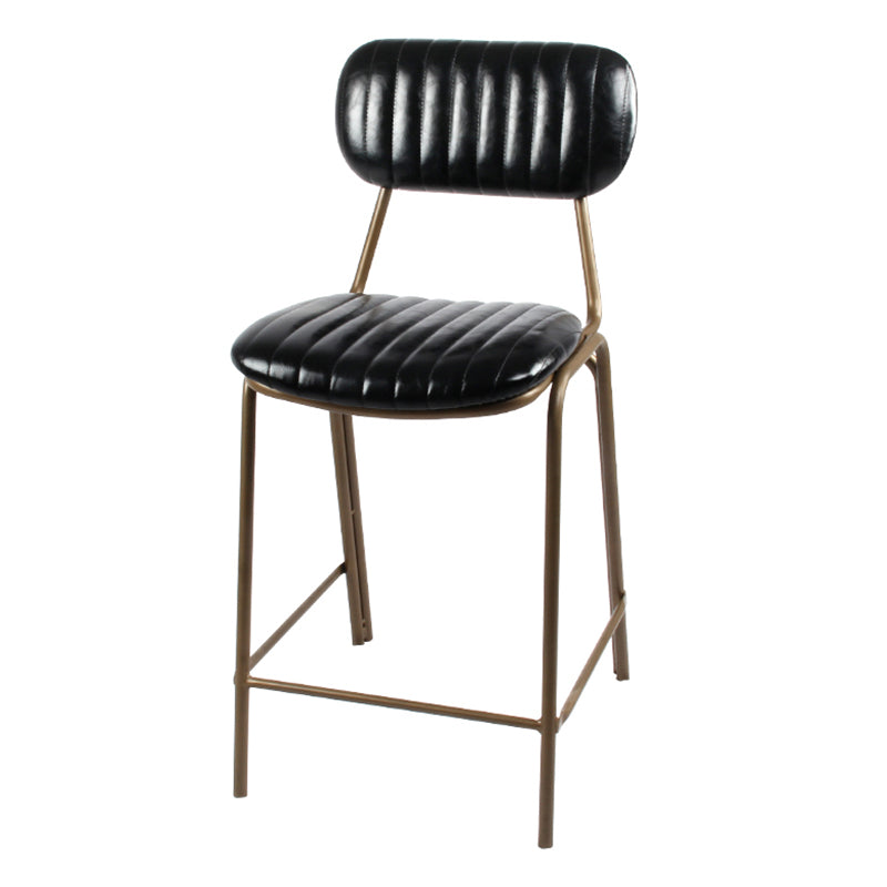 Industrial Leather Distressed Quilted Barstool Indoor Tall Stool with Rectangle Seat Black 1 Piece Counter Stool(26"H) Clearhalo 'Bar Furniture' 'Bar Stools' 'bar_stools' 'furniture_bar_stools' 'Kitchen & Dining Furniture' 'kitchen&dining_furn' 'kitchen' 'kitchen_furn' Furniture' 4182776