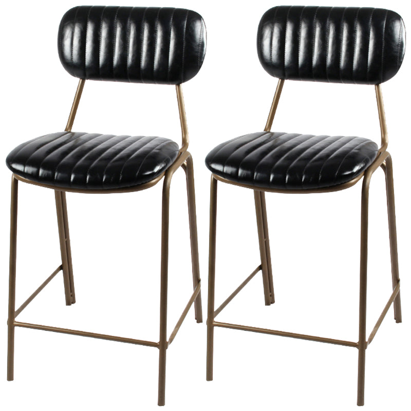 Industrial Leather Distressed Quilted Barstool Indoor Tall Stool with Rectangle Seat Black Set of 2 Counter Stool(26"H) Clearhalo 'Bar Furniture' 'Bar Stools' 'bar_stools' 'furniture_bar_stools' 'Kitchen & Dining Furniture' 'kitchen&dining_furn' 'kitchen' 'kitchen_furn' Furniture' 4182777