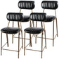 Industrial Leather Distressed Quilted Barstool Indoor Tall Stool with Rectangle Seat Black Set of 4 Counter Stool(26"H) Clearhalo 'Bar Furniture' 'Bar Stools' 'bar_stools' 'furniture_bar_stools' 'Kitchen & Dining Furniture' 'kitchen&dining_furn' 'kitchen' 'kitchen_furn' Furniture' 4182778