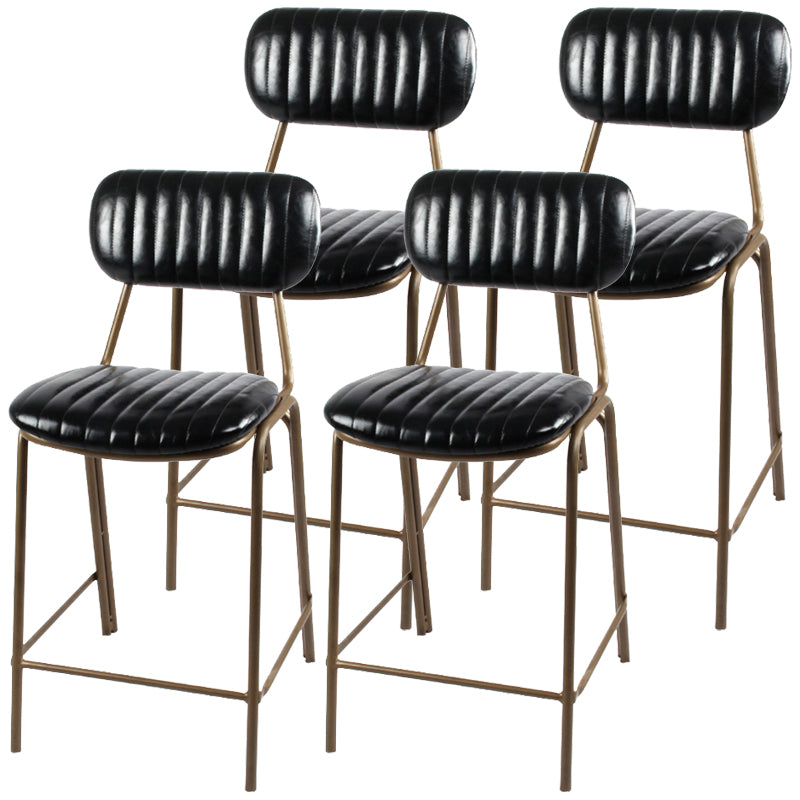 Industrial Leather Distressed Quilted Barstool Indoor Tall Stool with Rectangle Seat Black Set of 4 Counter Stool(26"H) Clearhalo 'Bar Furniture' 'Bar Stools' 'bar_stools' 'furniture_bar_stools' 'Kitchen & Dining Furniture' 'kitchen&dining_furn' 'kitchen' 'kitchen_furn' Furniture' 4182778