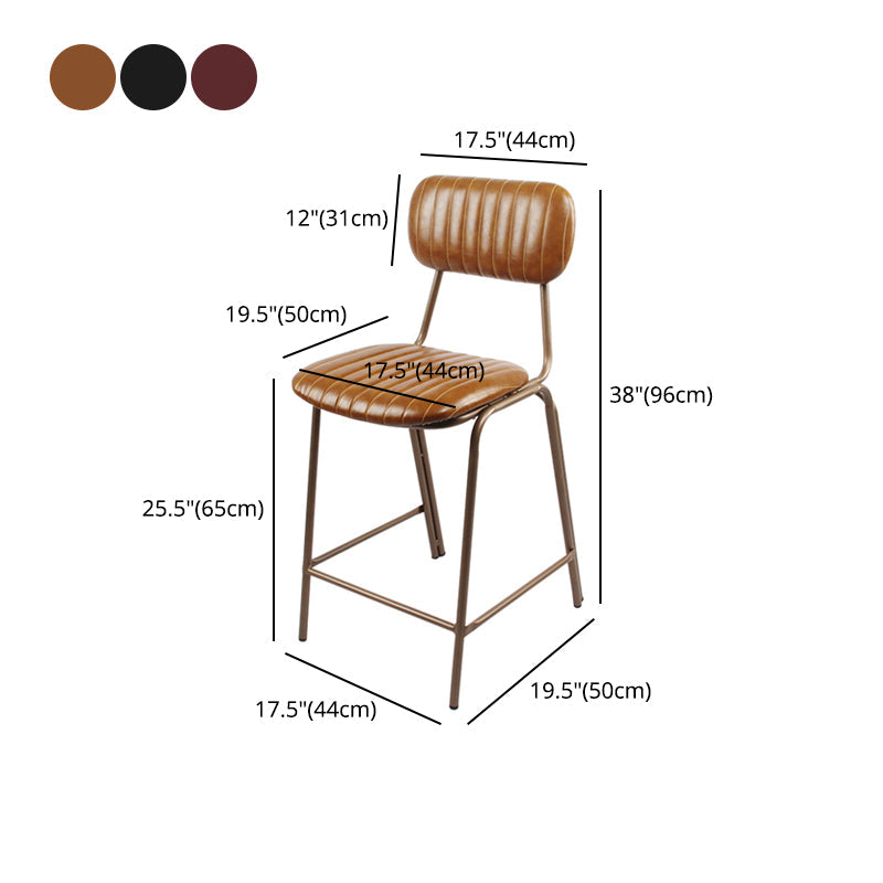 Industrial Leather Distressed Quilted Barstool Indoor Tall Stool with Rectangle Seat Clearhalo 'Bar Furniture' 'Bar Stools' 'bar_stools' 'furniture_bar_stools' 'Kitchen & Dining Furniture' 'kitchen&dining_furn' 'kitchen' 'kitchen_furn' Furniture' 4182779