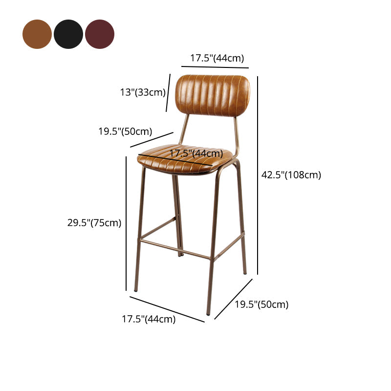 Industrial Leather Distressed Quilted Barstool Indoor Tall Stool with Rectangle Seat Clearhalo 'Bar Furniture' 'Bar Stools' 'bar_stools' 'furniture_bar_stools' 'Kitchen & Dining Furniture' 'kitchen&dining_furn' 'kitchen' 'kitchen_furn' Furniture' 4182780
