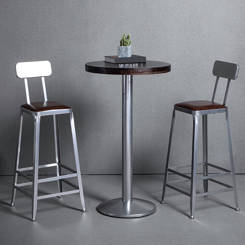 Armless Indoor Barstool Industrial Leather Counter Stool Brushed Silver Clearhalo 'Bar Furniture' 'Bar Stools' 'bar_stools' 'furniture_bar_stools' 'Kitchen & Dining Furniture' 'kitchen&dining_furn' 'kitchen' 'kitchen_furn' Furniture' 4182781