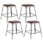 Armless Indoor Barstool Industrial Leather Counter Stool Brushed Silver Set of 4 Backless Short Stool(18"H) Clearhalo 'Bar Furniture' 'Bar Stools' 'bar_stools' 'furniture_bar_stools' 'Kitchen & Dining Furniture' 'kitchen&dining_furn' 'kitchen' 'kitchen_furn' Furniture' 4182786