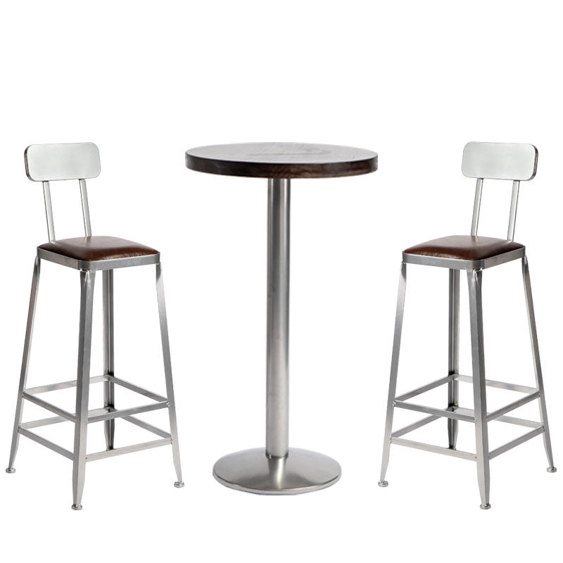 Armless Indoor Barstool Industrial Leather Counter Stool Brushed Silver Clearhalo 'Bar Furniture' 'Bar Stools' 'bar_stools' 'furniture_bar_stools' 'Kitchen & Dining Furniture' 'kitchen&dining_furn' 'kitchen' 'kitchen_furn' Furniture' 4182789
