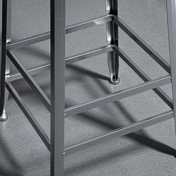 Armless Indoor Barstool Industrial Leather Counter Stool Brushed Silver Clearhalo 'Bar Furniture' 'Bar Stools' 'bar_stools' 'furniture_bar_stools' 'Kitchen & Dining Furniture' 'kitchen&dining_furn' 'kitchen' 'kitchen_furn' Furniture' 4182794