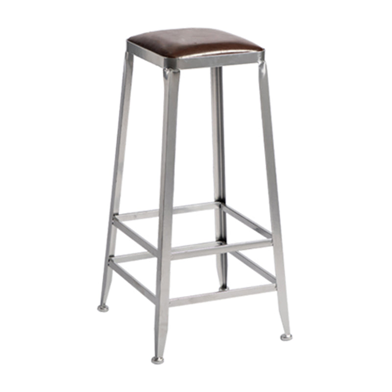 Armless Indoor Barstool Industrial Leather Counter Stool Brushed Silver 1 Piece Backless Bar Stool(31"H) Clearhalo 'Bar Furniture' 'Bar Stools' 'bar_stools' 'furniture_bar_stools' 'Kitchen & Dining Furniture' 'kitchen&dining_furn' 'kitchen' 'kitchen_furn' Furniture' 4182798
