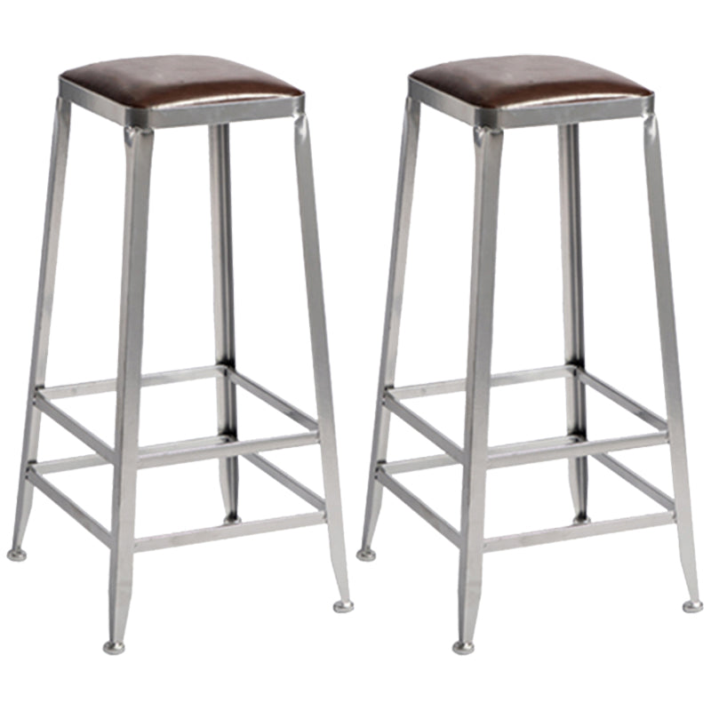 Armless Indoor Barstool Industrial Leather Counter Stool Brushed Silver Set of 2 Backless Bar Stool(31"H) Clearhalo 'Bar Furniture' 'Bar Stools' 'bar_stools' 'furniture_bar_stools' 'Kitchen & Dining Furniture' 'kitchen&dining_furn' 'kitchen' 'kitchen_furn' Furniture' 4182799