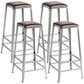 Armless Indoor Barstool Industrial Leather Counter Stool Brushed Silver Set of 4 Backless Bar Stool(31"H) Clearhalo 'Bar Furniture' 'Bar Stools' 'bar_stools' 'furniture_bar_stools' 'Kitchen & Dining Furniture' 'kitchen&dining_furn' 'kitchen' 'kitchen_furn' Furniture' 4182800