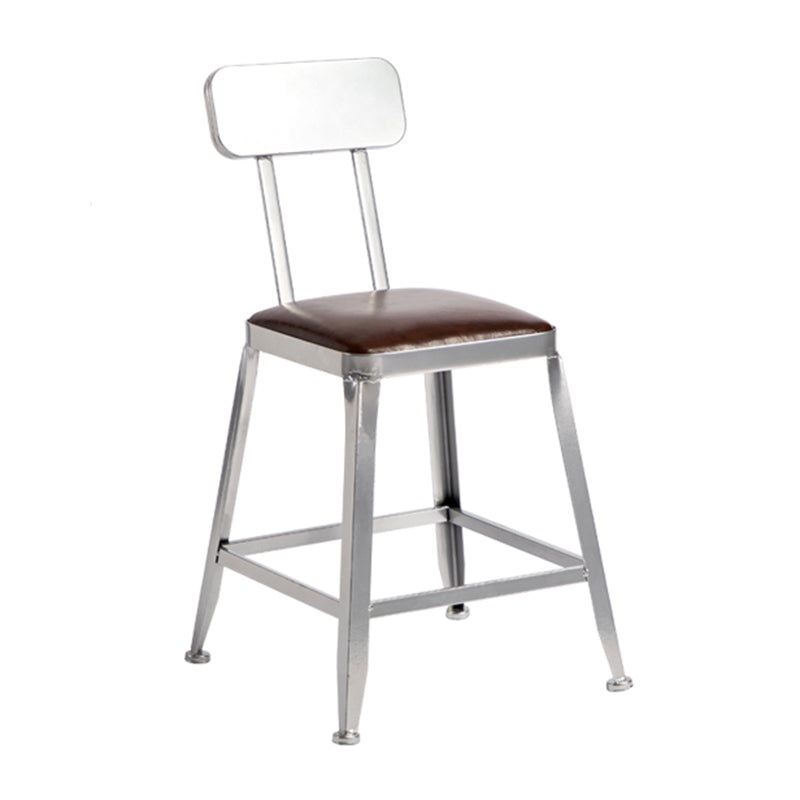 Armless Indoor Barstool Industrial Leather Counter Stool Brushed Silver 1 Piece Low Back Short Stool(18"H) Clearhalo 'Bar Furniture' 'Bar Stools' 'bar_stools' 'furniture_bar_stools' 'Kitchen & Dining Furniture' 'kitchen&dining_furn' 'kitchen' 'kitchen_furn' Furniture' 4182801