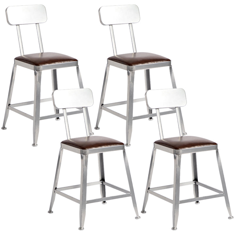 Armless Indoor Barstool Industrial Leather Counter Stool Brushed Silver Set of 4 Low Back Short Stool(18"H) Clearhalo 'Bar Furniture' 'Bar Stools' 'bar_stools' 'furniture_bar_stools' 'Kitchen & Dining Furniture' 'kitchen&dining_furn' 'kitchen' 'kitchen_furn' Furniture' 4182803