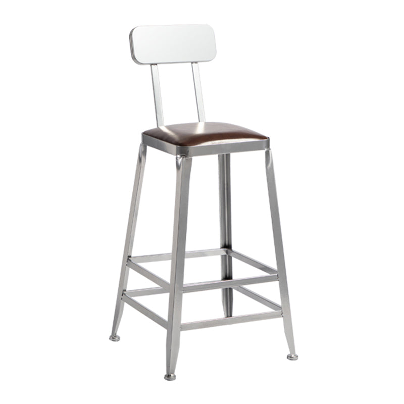 Armless Indoor Barstool Industrial Leather Counter Stool Brushed Silver 1 Piece Low Back Counter Stool(26"H) Clearhalo 'Bar Furniture' 'Bar Stools' 'bar_stools' 'furniture_bar_stools' 'Kitchen & Dining Furniture' 'kitchen&dining_furn' 'kitchen' 'kitchen_furn' Furniture' 4182804