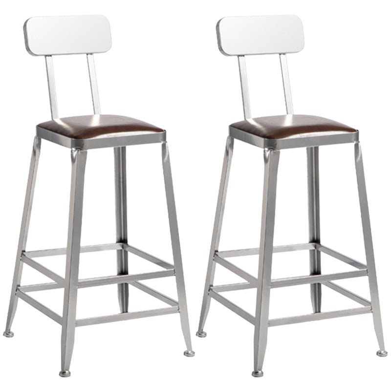 Armless Indoor Barstool Industrial Leather Counter Stool Brushed Silver Set of 2 Low Back Counter Stool(26"H) Clearhalo 'Bar Furniture' 'Bar Stools' 'bar_stools' 'furniture_bar_stools' 'Kitchen & Dining Furniture' 'kitchen&dining_furn' 'kitchen' 'kitchen_furn' Furniture' 4182805