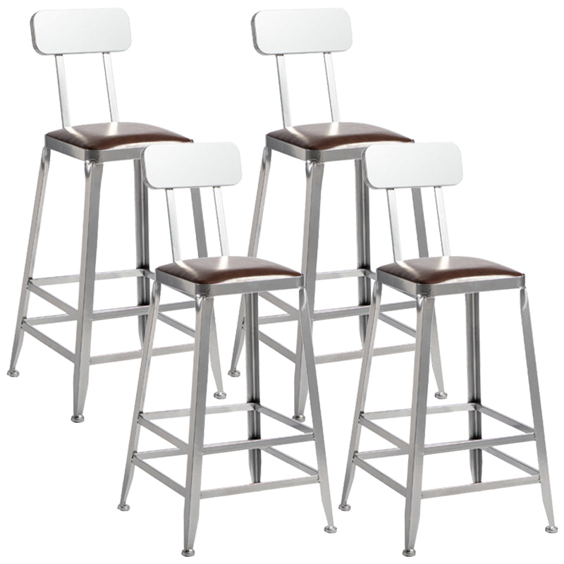 Armless Indoor Barstool Industrial Leather Counter Stool Brushed Silver Set of 4 Low Back Counter Stool(26"H) Clearhalo 'Bar Furniture' 'Bar Stools' 'bar_stools' 'furniture_bar_stools' 'Kitchen & Dining Furniture' 'kitchen&dining_furn' 'kitchen' 'kitchen_furn' Furniture' 4182806
