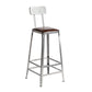 Armless Indoor Barstool Industrial Leather Counter Stool Brushed Silver 1 Piece Low Back Bar Stool(30"H) Clearhalo 'Bar Furniture' 'Bar Stools' 'bar_stools' 'furniture_bar_stools' 'Kitchen & Dining Furniture' 'kitchen&dining_furn' 'kitchen' 'kitchen_furn' Furniture' 4182807