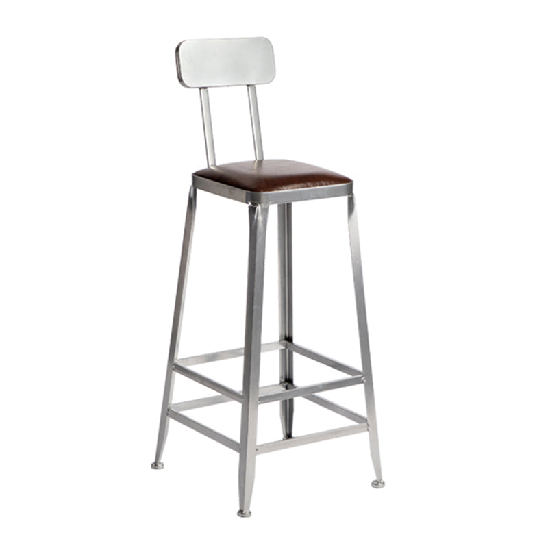 Armless Indoor Barstool Industrial Leather Counter Stool Brushed Silver 1 Piece Low Back Bar Stool(30"H) Clearhalo 'Bar Furniture' 'Bar Stools' 'bar_stools' 'furniture_bar_stools' 'Kitchen & Dining Furniture' 'kitchen&dining_furn' 'kitchen' 'kitchen_furn' Furniture' 4182807