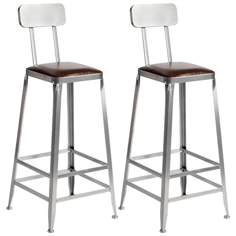 Armless Indoor Barstool Industrial Leather Counter Stool Brushed Silver Set of 2 Low Back Bar Stool(30"H) Clearhalo 'Bar Furniture' 'Bar Stools' 'bar_stools' 'furniture_bar_stools' 'Kitchen & Dining Furniture' 'kitchen&dining_furn' 'kitchen' 'kitchen_furn' Furniture' 4182808