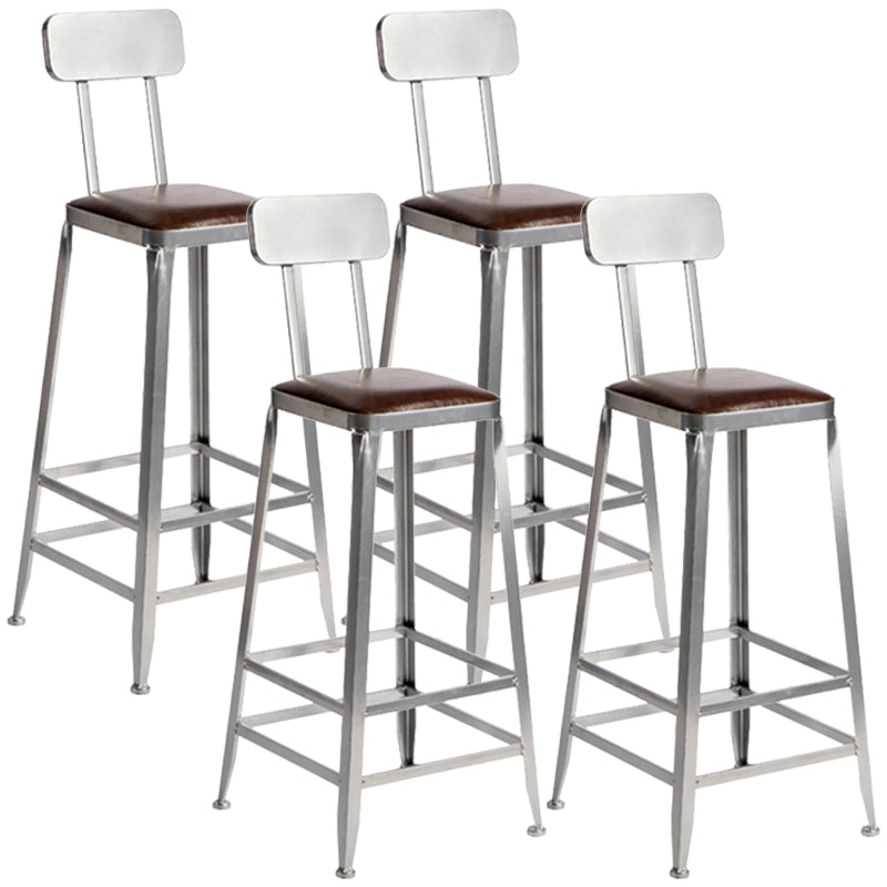 Armless Indoor Barstool Industrial Leather Counter Stool Brushed Silver Set of 4 Low Back Bar Stool(30"H) Clearhalo 'Bar Furniture' 'Bar Stools' 'bar_stools' 'furniture_bar_stools' 'Kitchen & Dining Furniture' 'kitchen&dining_furn' 'kitchen' 'kitchen_furn' Furniture' 4182809